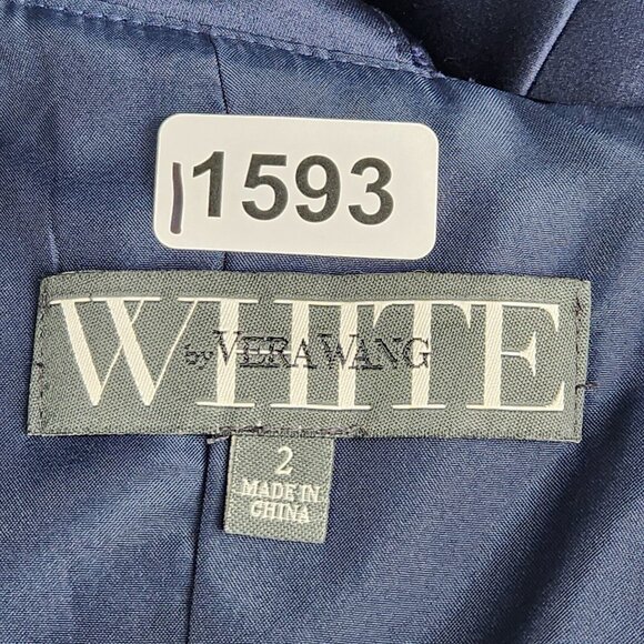 White by Vera Wang Dress Womens 2 Blue Satin One Shoulder Formal Maxi Gown NEW - Picture 10 of 11